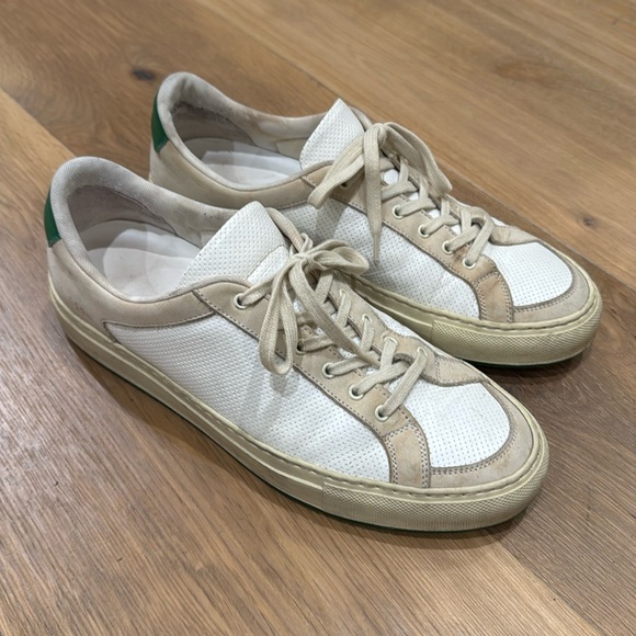 Common Projects White and Green Retro 70s Low Sneakers - Picture 3 of 10